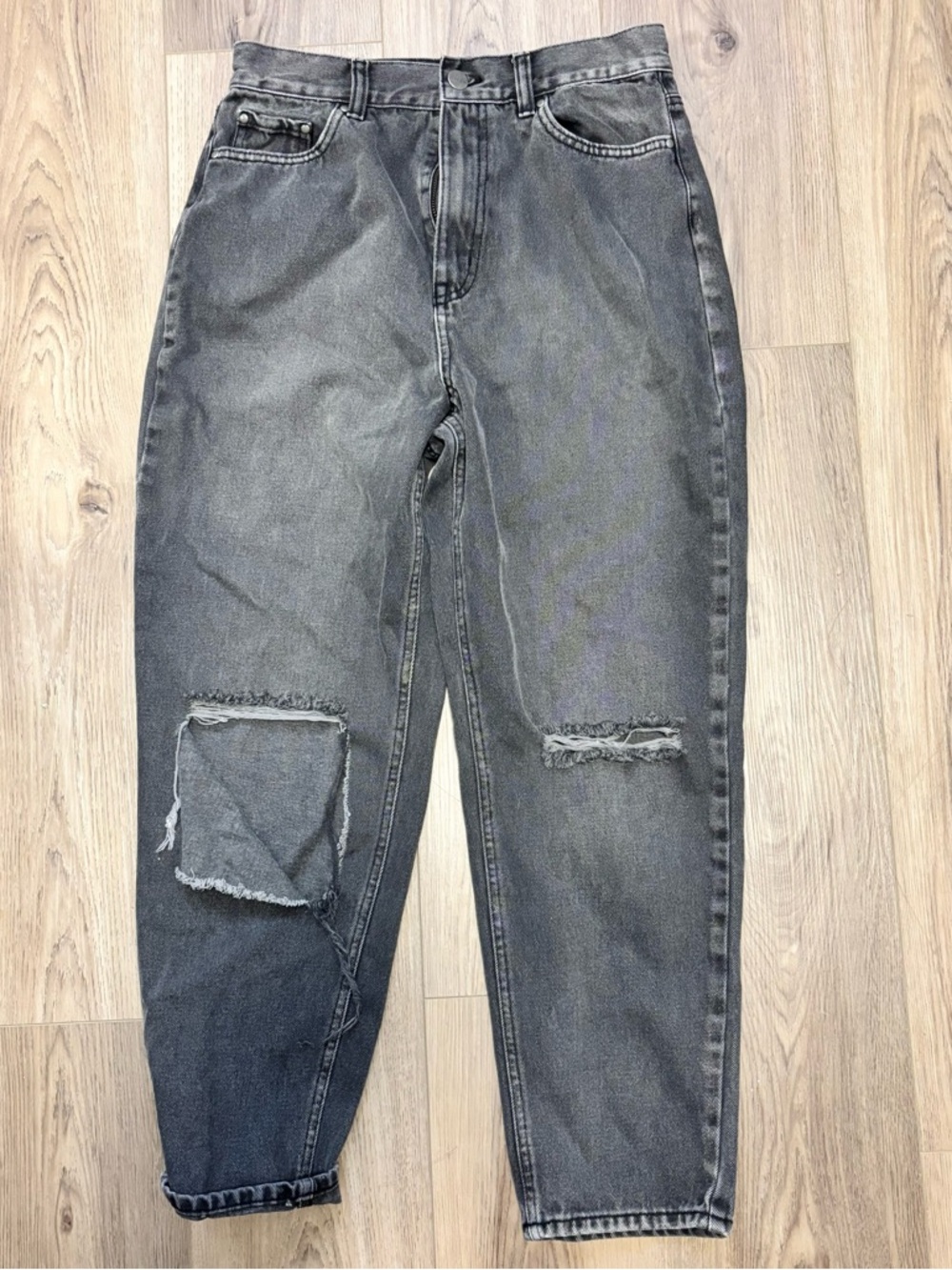 High-Rise Distressed Black Jeans Size 7